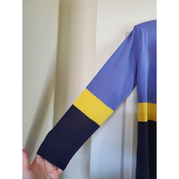 Exclusively Misook Purple Yellow Colorblock Open Front Cardigan Sweater Sz Small - Picture 5 of 11